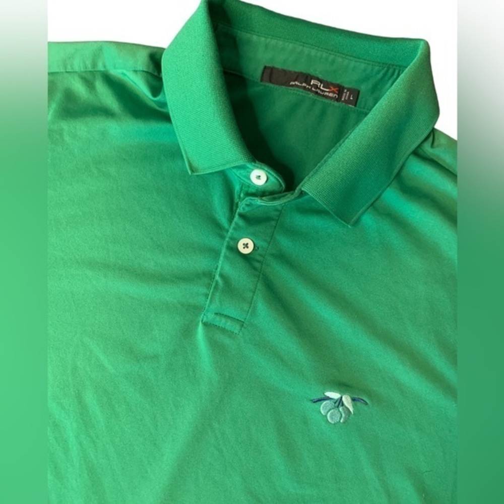 RLX Ralph Lauren Mens Large‎ L Short Sleeve Solid Green Polo Shirt Golf Stretch